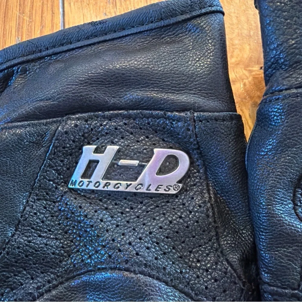 Harley Davidson Black Leather Riding Gloves Classic Logo Women’s Size Small
